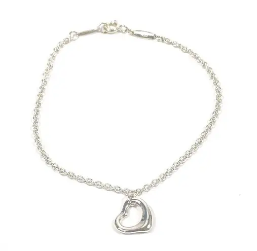 Tiffany & Co. Women's Sterling Silver Elsa Peretti Open Heart Bracelet 11mm