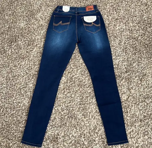 California vintage Dark Wash Mid Rise Distressed Skinny Jeans