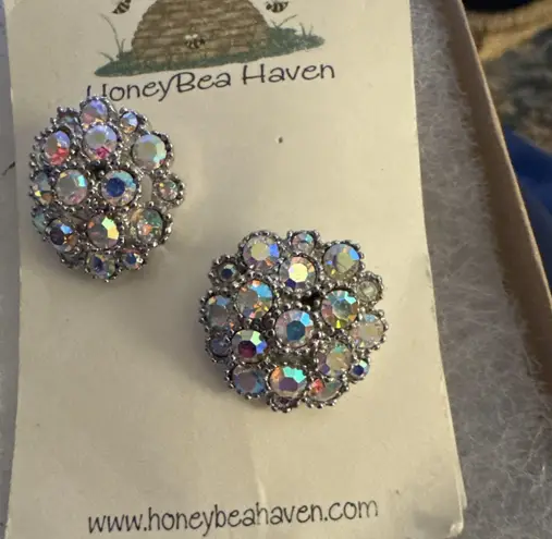 Austrian Crystal Vintage Pierced Earrings Estate Jewelry Pre