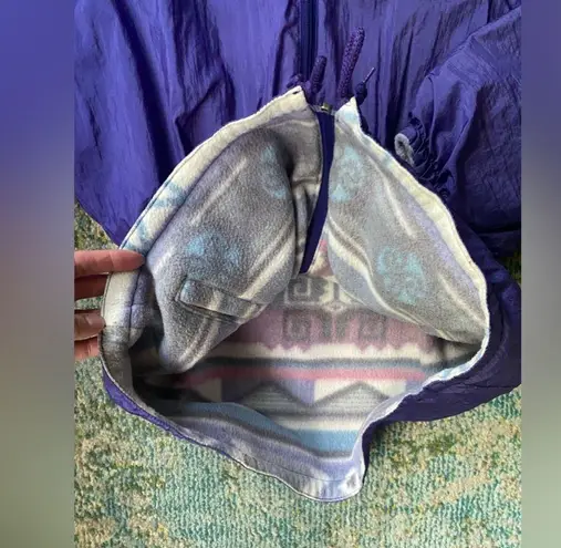 Vintage Winter Spirit purple reversible fleece lined toggle waist coat, size M/L Size L