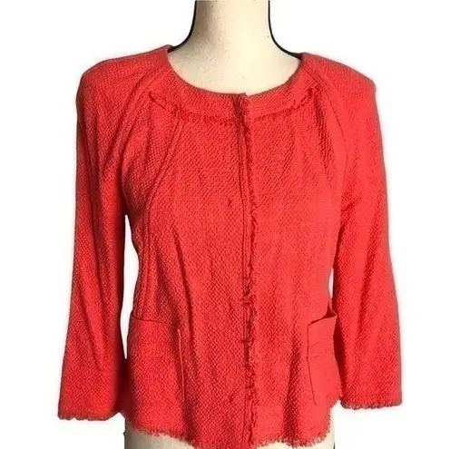 NWT Laurel Escada Tweed Sample Piece Jacke Jacket Size 32 Orange