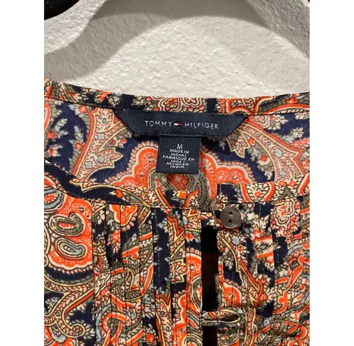 Tommy Hilfiger Paisley Short Sleeve Top with Waist Tie