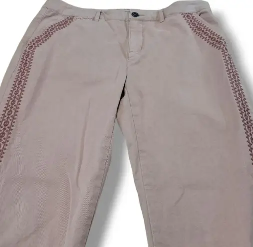 Garnet Hill Pants Size 8 W34" x L32" Casual Chino Pants Straight Leg Embroidered Embroidery