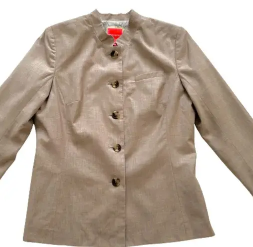 Isaac Mizrahi  for Target Beige Button Front Long Sleeve Blazer Jacket Size 14