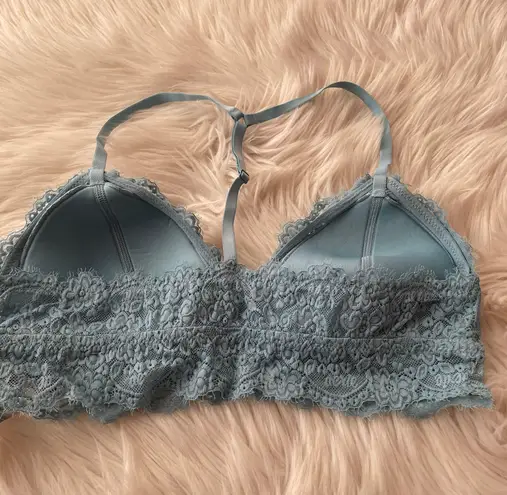 Aerie Eyelash Lace Light Blue Padded Bralette