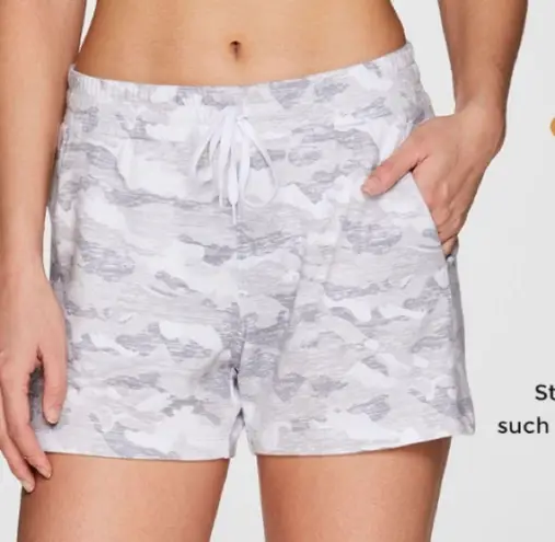 RBX French Terry Gym Drawstring Waist Camo Shorts White Size 2X