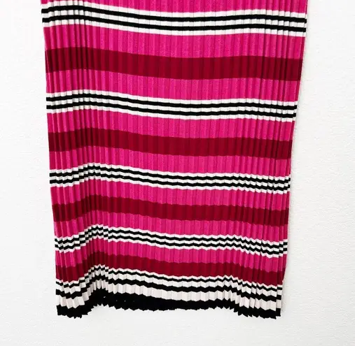 Anthropologie [] Dolan Pink Striped Dora Pleated Midi Sweater Skirt Size Large L