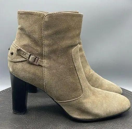 Tod's  Boots Womens Sz 10 Leather Suede Tan Heels Heeled Boots Designer Zipper