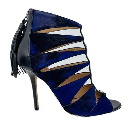 Alexa Wagner Heidi Pony Hair Cage Tassel Zip Stiletto Booties Sandals 37 / US 7 Size 6