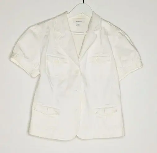 Dressbarn Three Button Front Short Sleeves Blazer Womens Size XL White Work