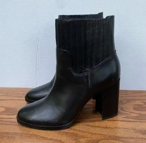 Vintage vtg 90s 1990s Y2K 2000s Black Square toe chunky Block Heel Boots retro Size 10