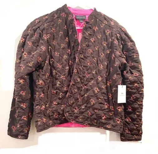 Something Navy Women's Reversible Quilted Floral Jacket Sz M