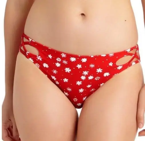 California Waves  red strappy bikini swim bottom