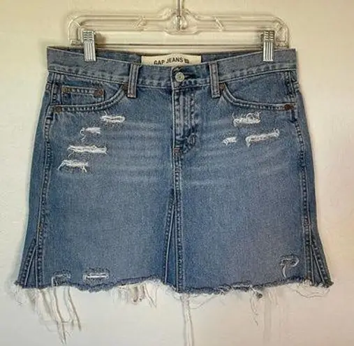 Gap  | Vintage Y2K Distressed Denim Mini Skirt Size 6