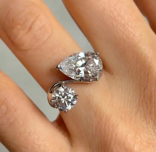 Silver ring size 9 double gems elegant high quality