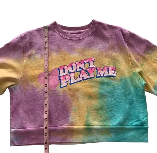 By Samii Ryan | Don’t Play Me Multicolor Tie Dye Cropped Sweatshirt Small Pink