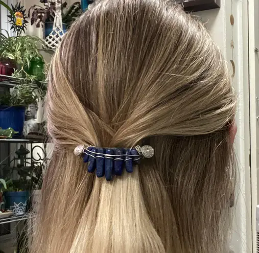 Wire Wrapped Lapis Lazuli Barrette 🧿 Blue