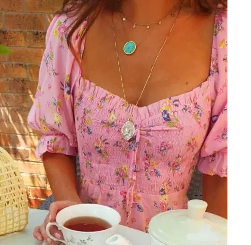 Faithfull the Brand Faithfull Sage Mini Juliette Floral Smocked Sweetheart Bust Milkmaid Sundress 2