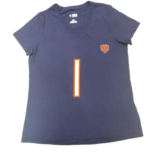 NFL Team Apparel NFL Chicago Bears Women's Justin Fields #1 Short Sleeve T-Shirt Navy, Medium