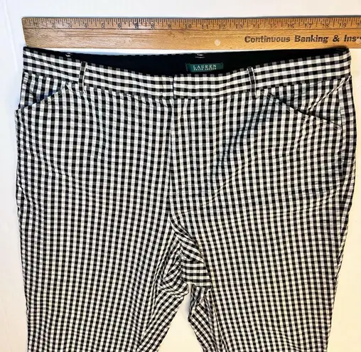 Ralph Lauren Lauren  Black White Check Trousers Womens 18W Cotton Pants Gingham