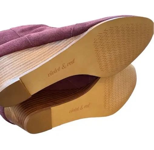 Violet & Red Jay Jay suede stacked heel wedge ankle fall booties burgundy Size 9.5