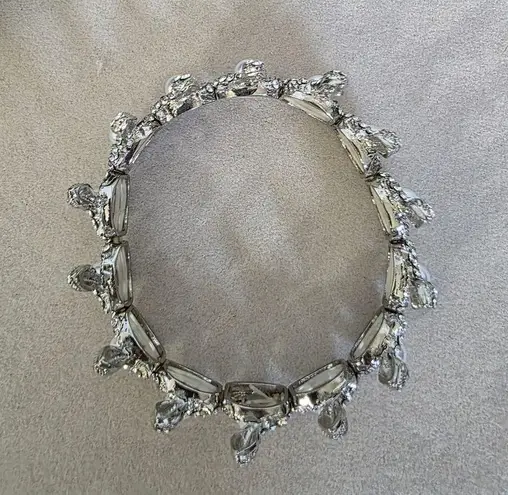 Boutique Silver Rhinestone Snakes with Pearls Stretch Bracelet