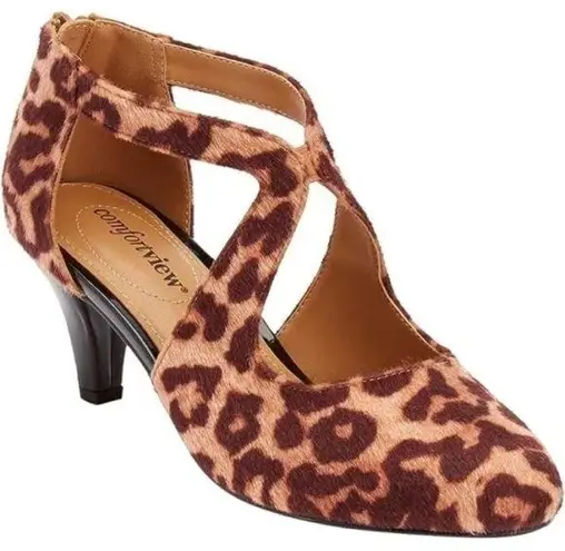 Comfortview  The Gwen wide faux cheetah strappy pumps, NWOT, 9.5W