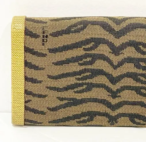 Fendi  Vintage Brown Animal Tiger Print Stripe Multicard Snap Wallet Fabric