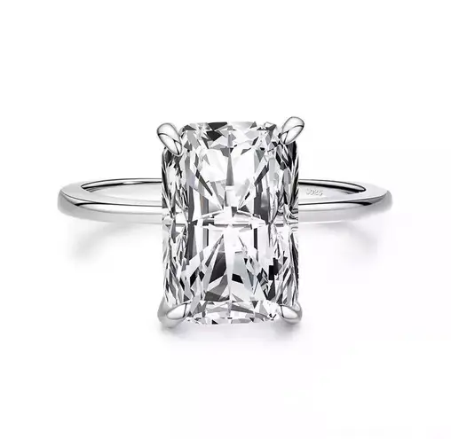Sterling Silver SIZE 9 925 Emerald Cut CZ Ring