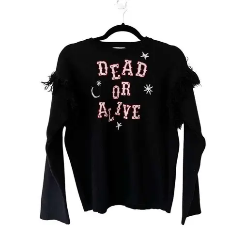 HAYLEY MENZIES Dead or Alive Fringe Knit Moon Star Sweater Sz S