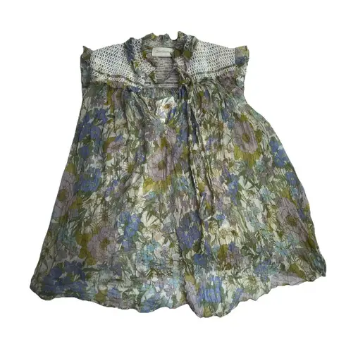 Zimmermann Super Eight Blouse Top Ruffle Blue Meadow size 2 Medium