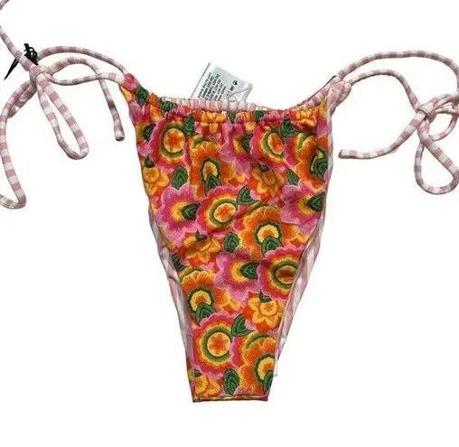 VDM The Label Marley Reversible String Bikini Bottom Floral / Stripe Med New