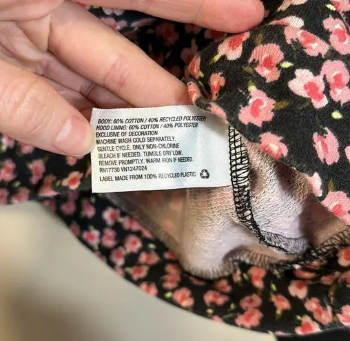 Sandy Liang Target Collab Black Pink Floral Sweatshirt Hoodie Women XS