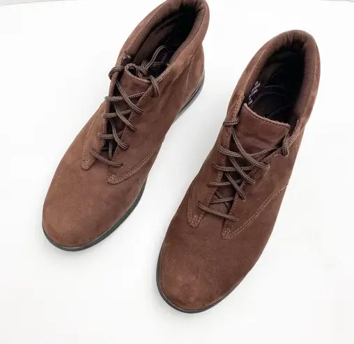 Easy Spirit Bebop Leather Upper Cocoa Nubuck Lace Up Booties, Size 6