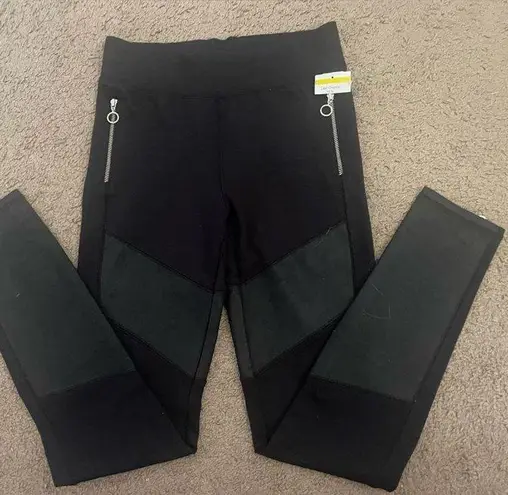 ALLSAINTS NWOT All Saints Terro Paneled Black Leggings with Zippers, Elastic Waist