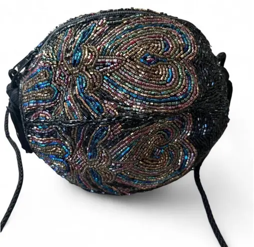 Vintage Lady Eve by Valerie Fully Beaded Oval Sphere Shaped Purse Evening Formal Bag with Strap Multiple