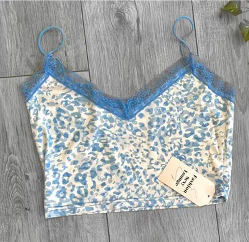 Blue Cheetah y2k Lace Cami Size M