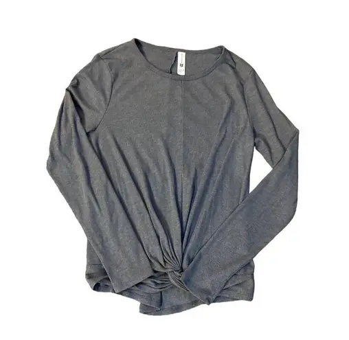 All In Motion  Top Womens XL Used Gray Ribbed Workout Gym Long Sleeve