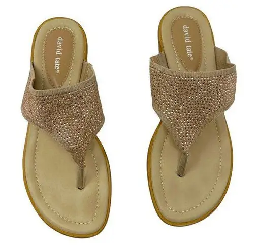 David Tate Pierce Rhinestone Rose Gold Sandal Size 7.5