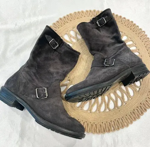 Paul Green Women's Adison Boot Biker Moto Distress Brown Suede Size UK 4