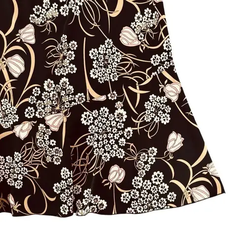 Vintage Y2K 90s BCBG Midi Skirt Black Neutral Floral Medium Boho Festival Retro