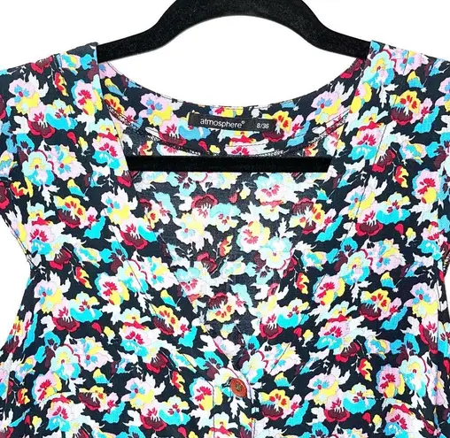 Atmosphere Black & Multicolor Ditsy Floral Ruffle Mini Dress