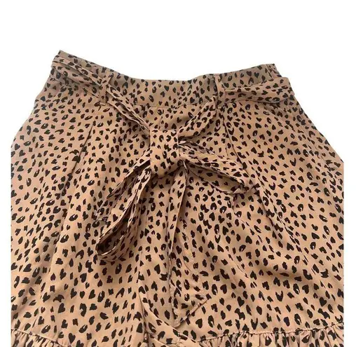 Mittoshop Animal Cheetah Print Ruffled Hem High Waisted Shorts Side Zip Size Small