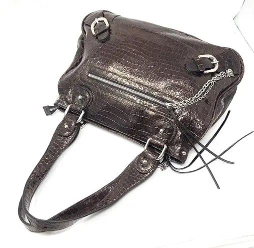 DESMO brown croc embossed biker bag, Italy