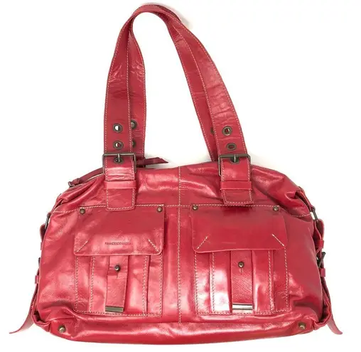 FRANCESCO BIASIA red leather motorcycle bag, made in Italy