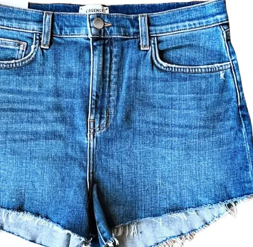 L'Agence  Ryland Jean Shorts High Rise Cut Off Denim Authentique Revolve 30 NWT