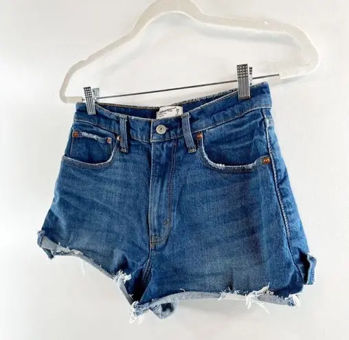 Abercrombie & Fitch  The Cutoff Shorts High Rise Curve Love Dark Wash Blue 26 / 2