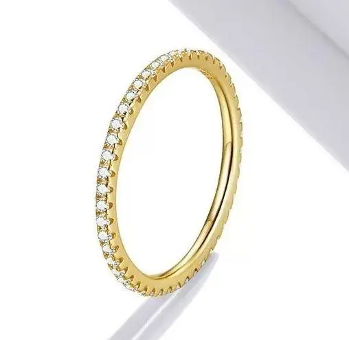 Sterling Silver SIZE 6 Gold 925 Simulated Diamond Stackable Ring Eternity Band