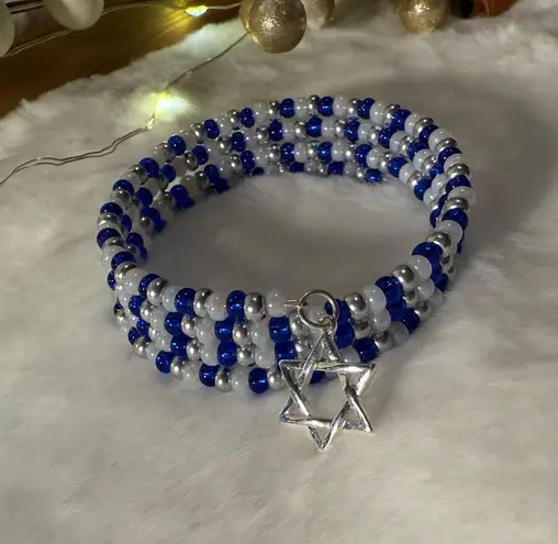 Artisan Handmade Hanukkah Memory Wire Bracelet