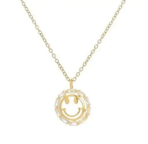 Smiley Face Necklace Gold